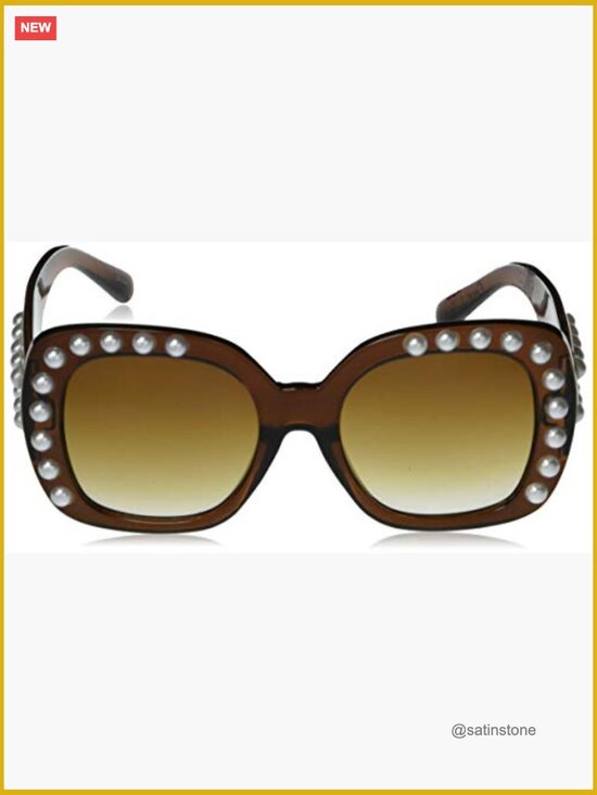 Oversized Pearl Square Sunglasses with UV400 Protection